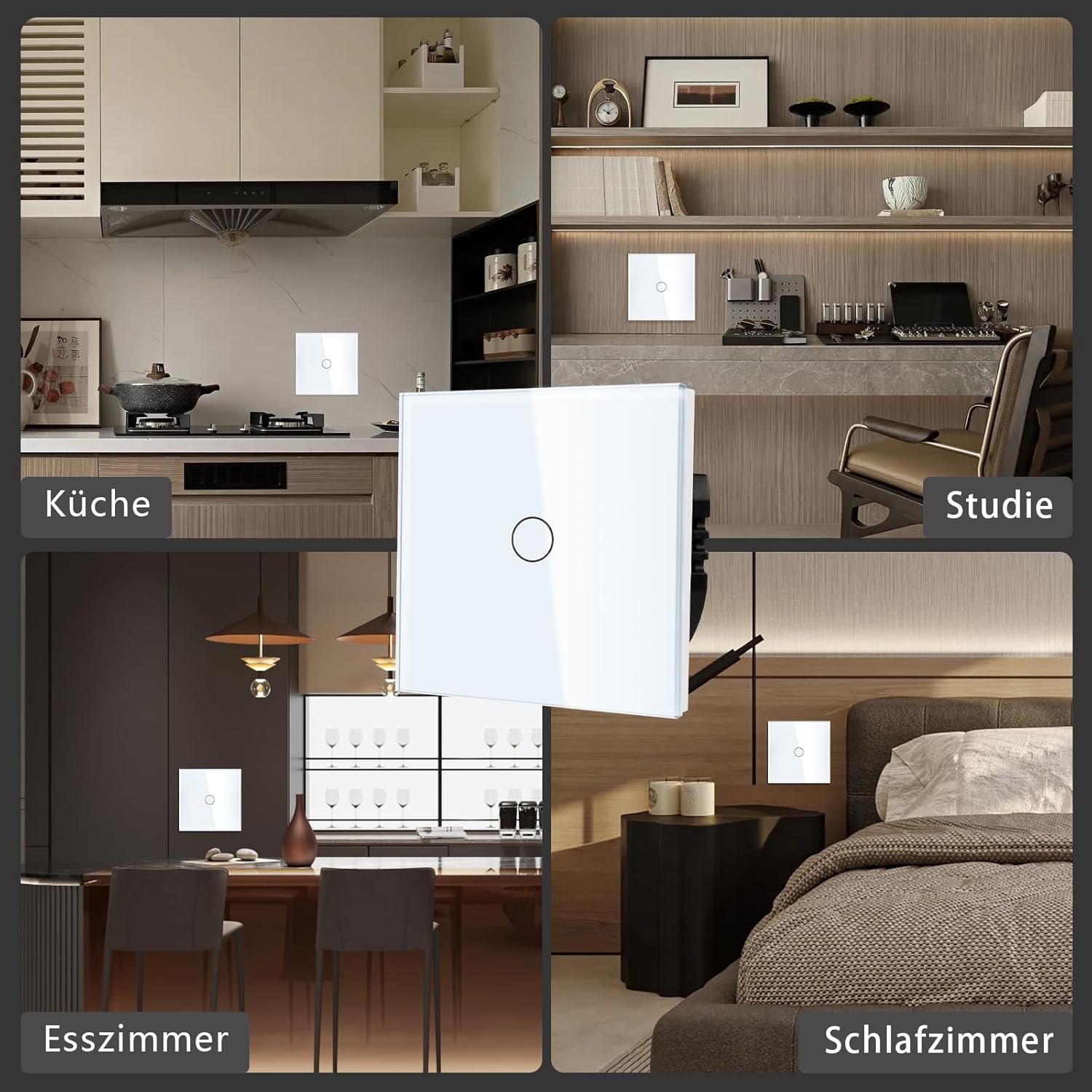 Tawoia Smart Alexa Lichtschalter (Neutralleiter Erforderlich), Wlan Lichtschalter Mit Glasschebe, Sprachsteuerung für Alexa, Kompatibel MIT Smart Life und Tuya App 1 Fach 1 Kane Weiß – Bild 4