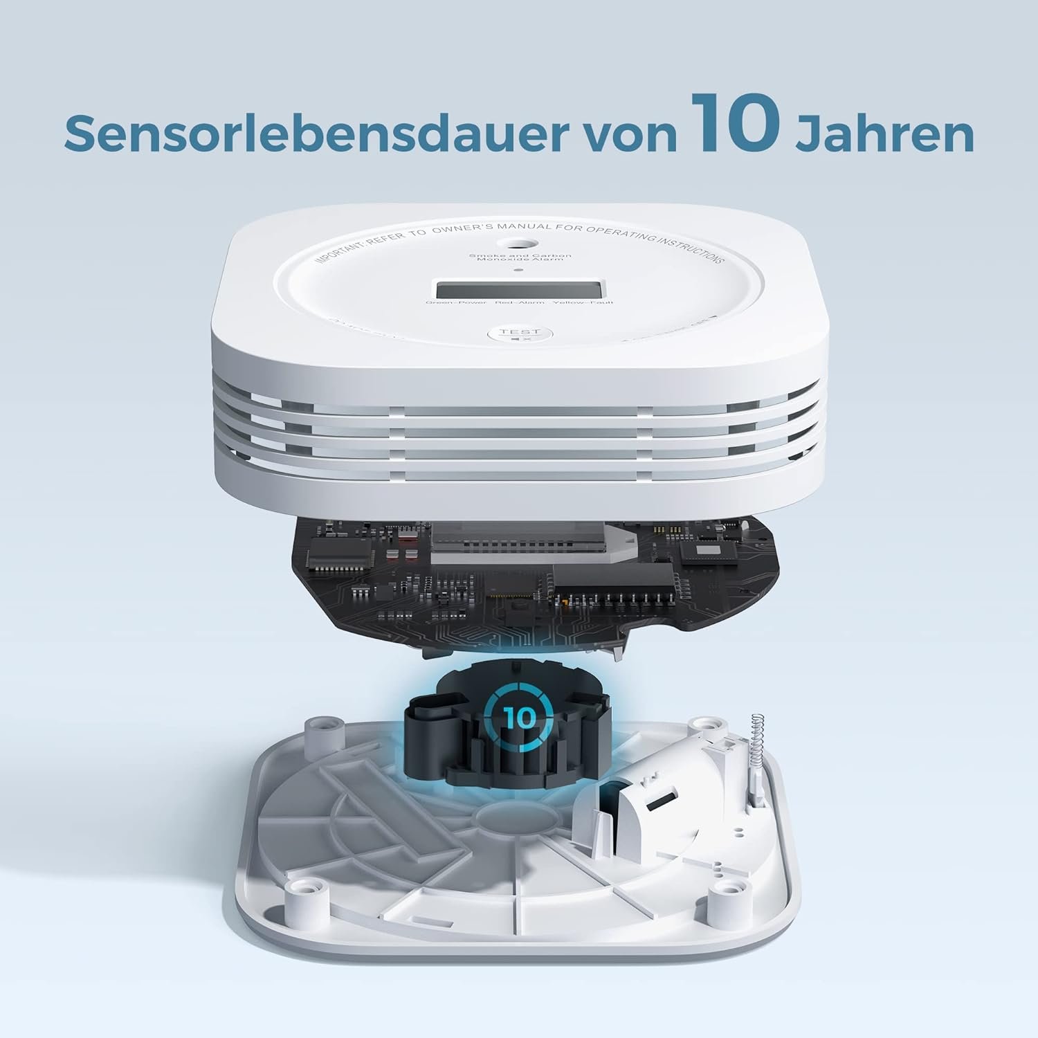 Rauch-Co-Melder Aegislink Rauch -und Kohlenmonoxid-Melder, MIT LCD Anzege, HolzaTaste und Austauschbar Batterie, Auto-suberprüfung, SC200 – Bild 4
