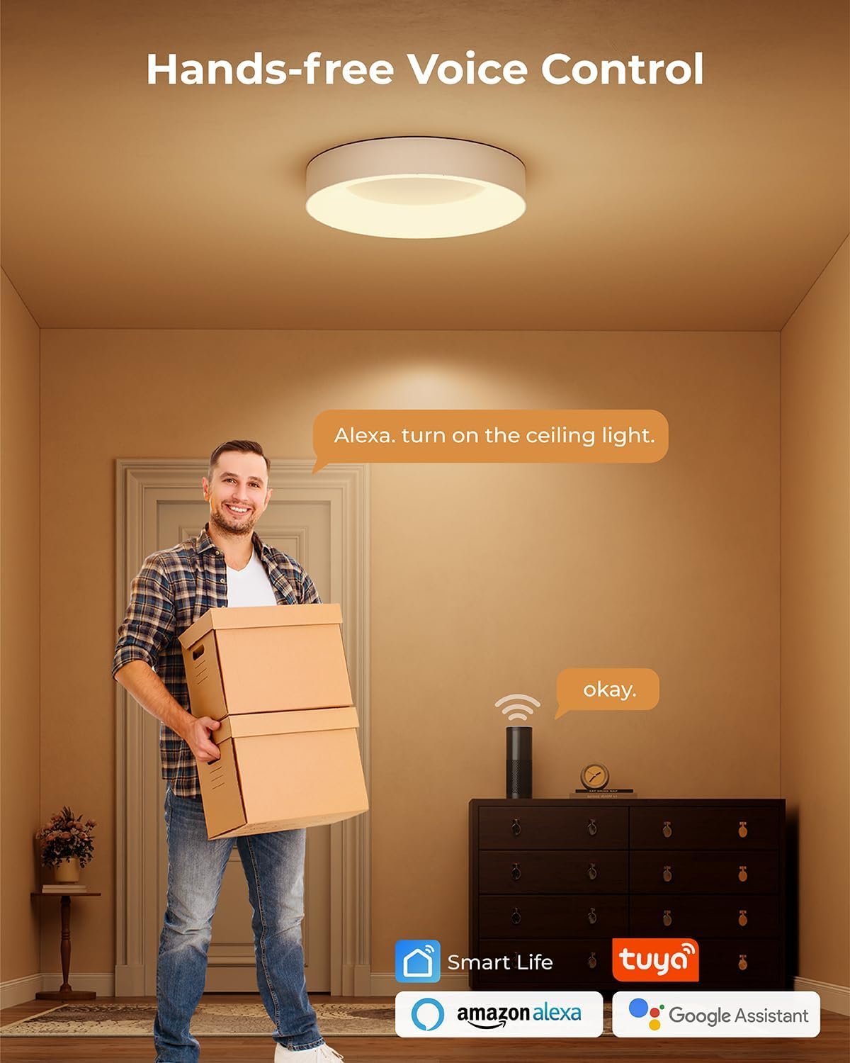 Matane Smart Led Deckenleuchte RGB Farbwechsel Dimmbar, 24W Deckenlampe MIT App Steuerung, 3000K-6500K Lampen Kompatibel Mit Alexa, Für Jugendtzimmer Wohntzimmer Schlaftzimm Kinderzimmer Rund Weiiß 28cm – Bild 3