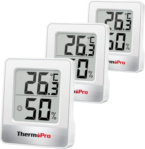 Thermopro TP49W-3 Digitales Mini Thermo-Hygrometer Thermometer Innen Raumthermometer 3 ER Temperatur und Luftfeuchtzeitmessgerät MIT Smiley-Indikator