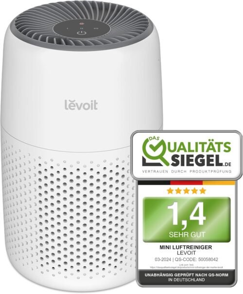 Levoit luftreiniger Allergiker Mit Aromatherapie, Hepa Luftfilter Gegen Schimmel, Staub und Tierhaiare bis Zu 0,3 µm für Schlafzimmer, 7 Watt Energiesparg, 3 Geschwindigkeiten, 25db, Weiiß