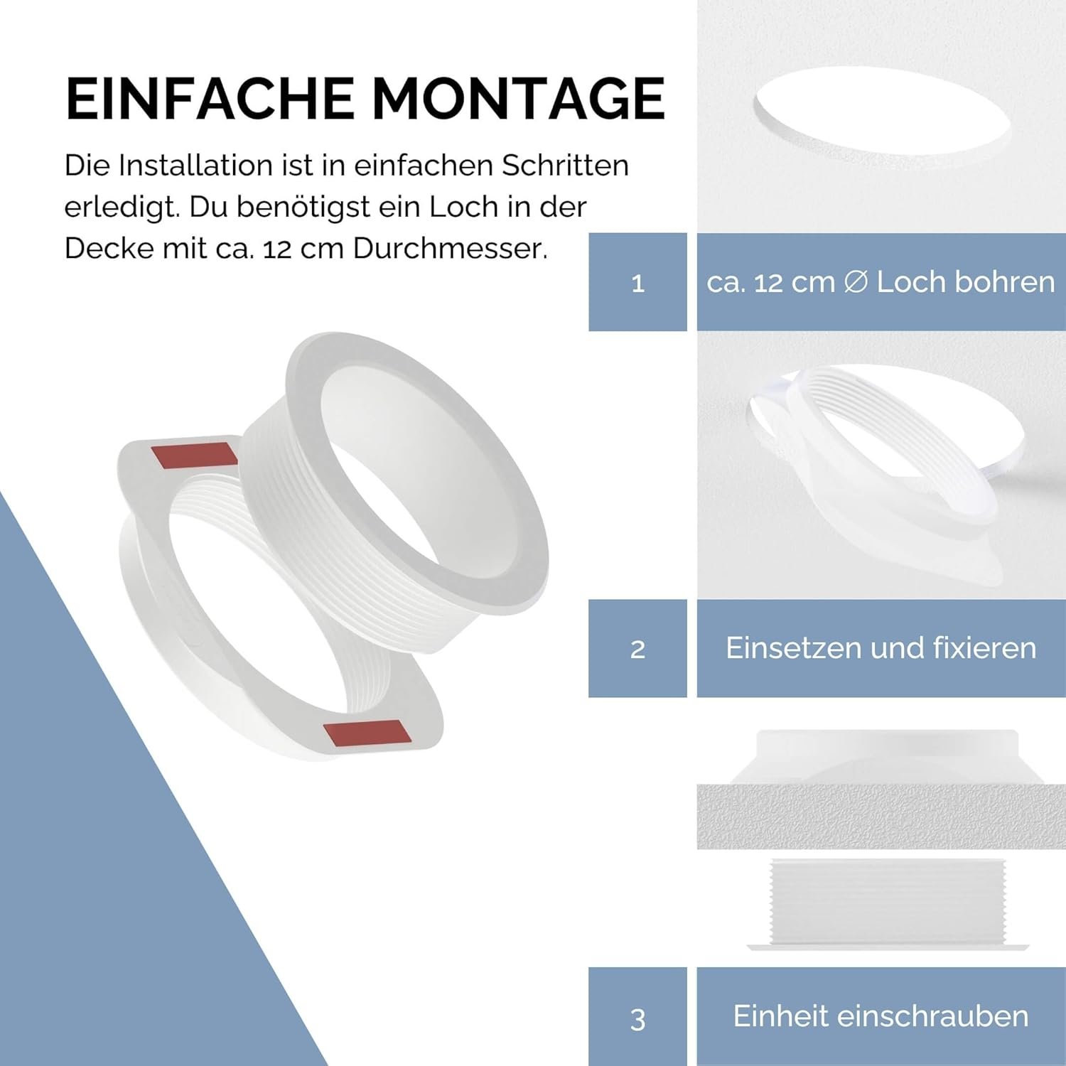 Cleverstation Deckenhalterung - für Mini, Google Assistant Zuubhör, Halterung, Wandhalterung, Einbaulauspecher Deck, Deckenbefestigung, Smart Speaker Montage (Weiß) – Bild 3