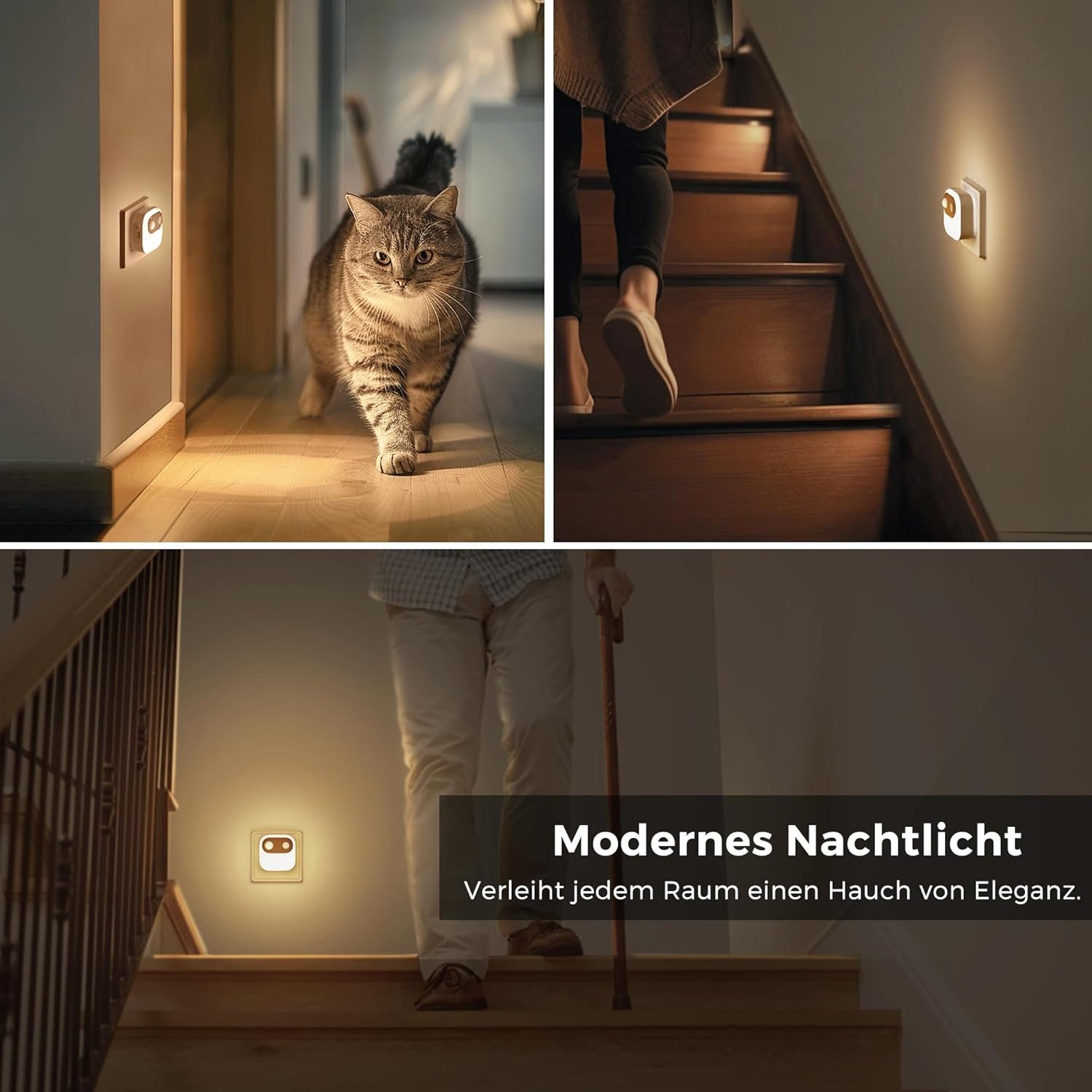 Lohas-geführtes von von Nachtlich mit Bewegungsmelder, 2er-Pack-LED nachtlich steckdose warmweiß 3000k, 30/60/100lm Helligkeit Einstellbar, Dämmerungsschalter nachtlich Für Flur, Treppe, Schlafzimmer, Schlafzimmer, Schlafzimmer, Schlafzimmer, Schlafzimmer, Schlafzimmer – Bild 6