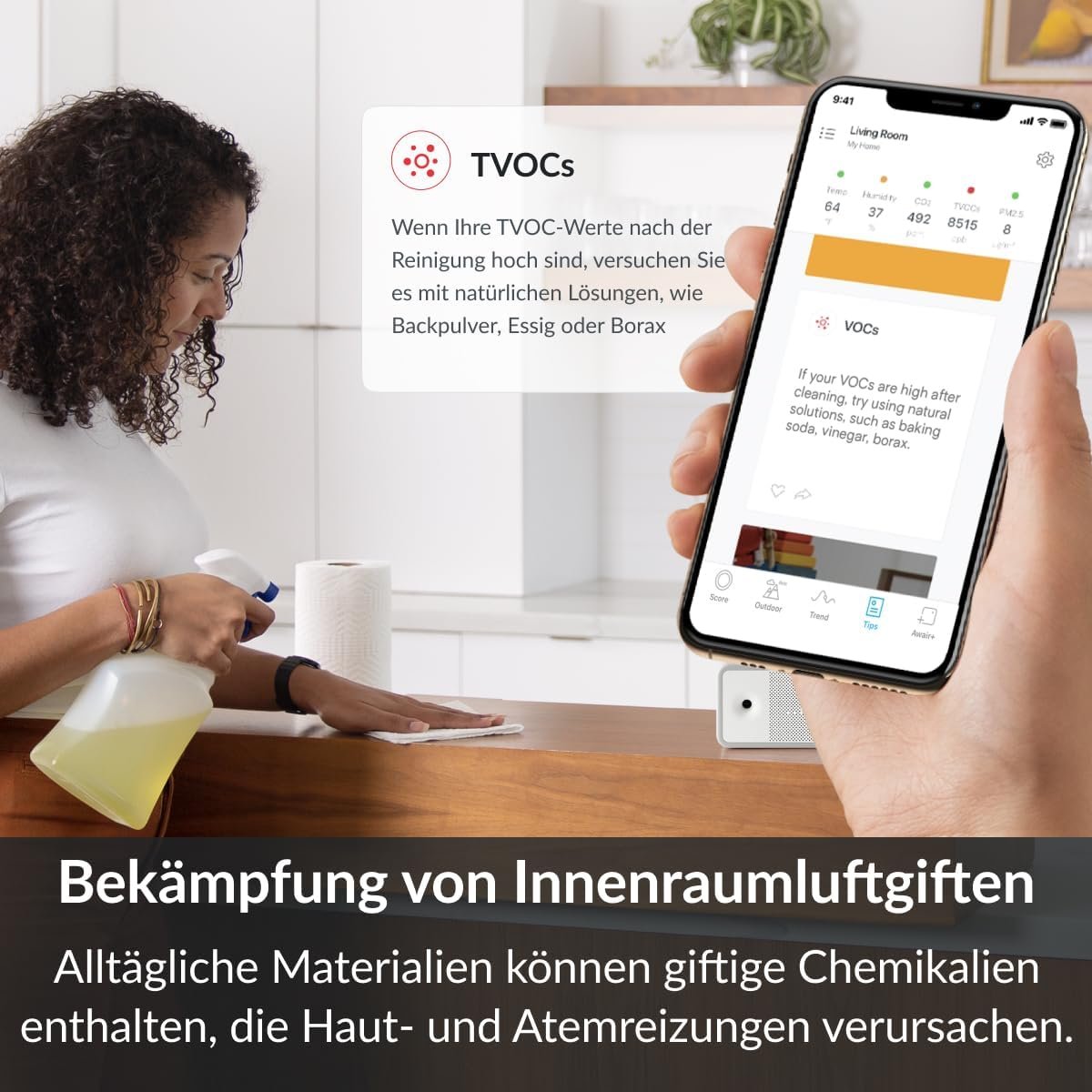 Awair-Element Luftqualität Messgerät, CO2-Sensor, VOC Messgerät, Raumluft-Monitor, Luftqualitätsmesser mit App, Smartter luftqualitaismitor für – Bild 8