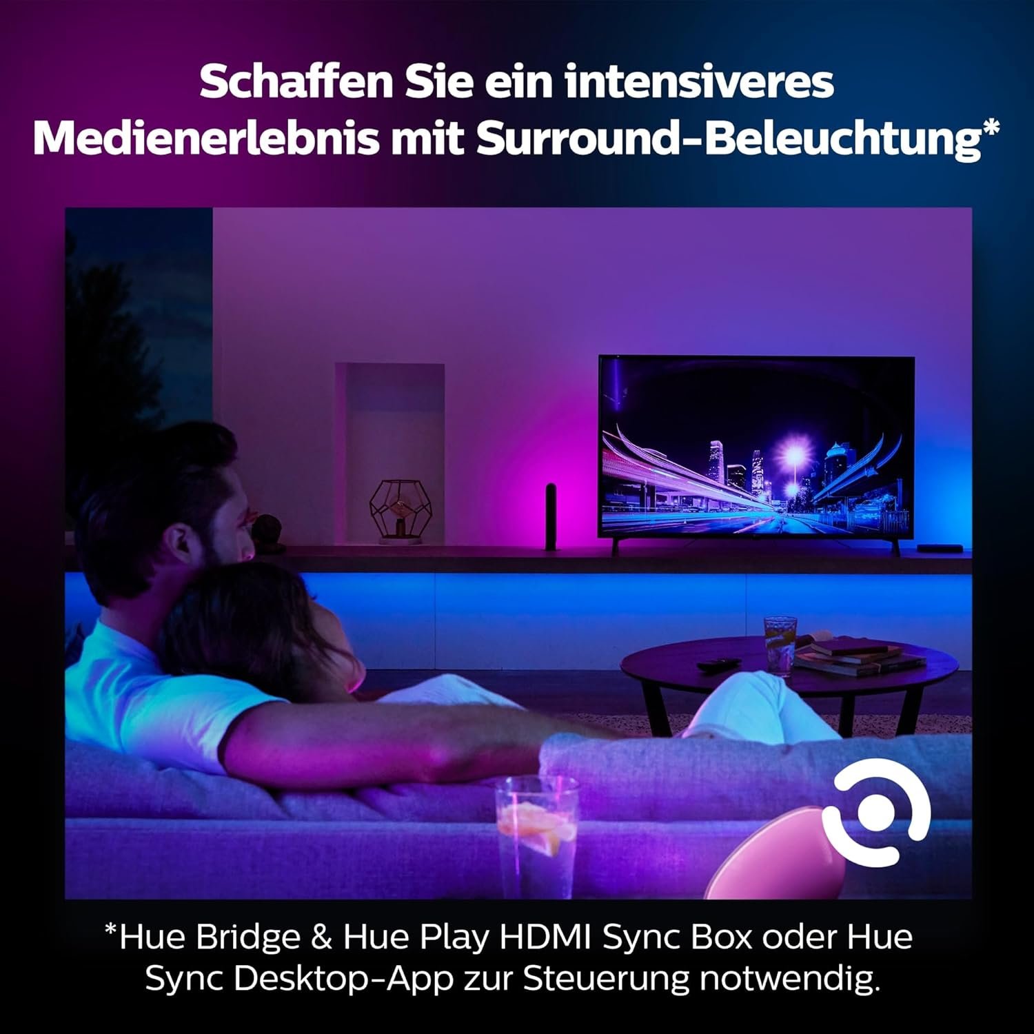 Philips Hue White & Color Ambiente Lightstrip Plus-Basisset V4 (2 m), Dimmbarer LED Streiflen für Hue Lichtsystem MIT 16 Mio. Farben, Smarte Lichtsteuerung über Sprache -Oder -App – Bild 11