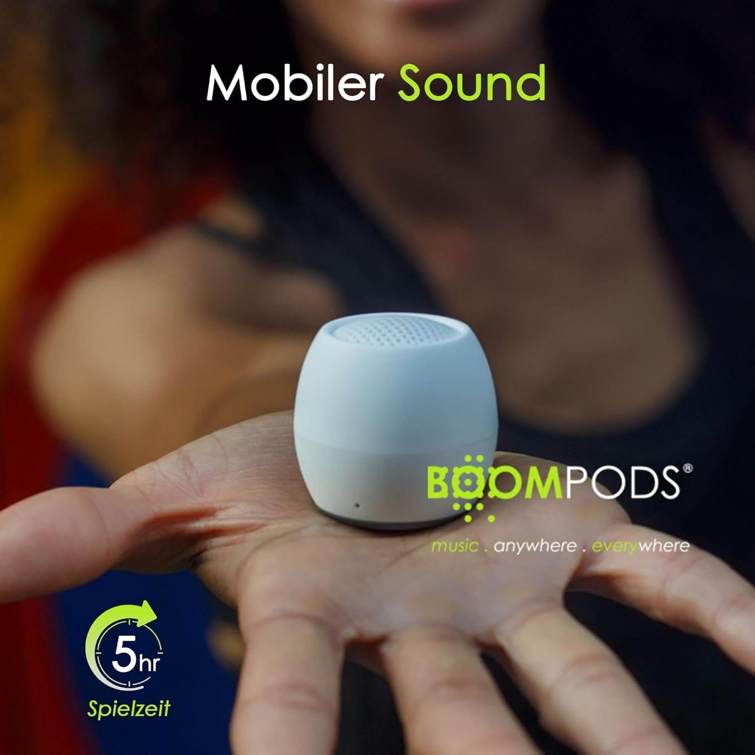 Boompods Zero Talk Mini Bluetooth Lautspecher Mit Amazon Alexa - Tragbarer Outdoor Lautspecher, IPX6 Wasserdicht, 5 Std Spielzeit und Mikrofon, Musikbox Klein für Handy, Dusche, Reis - Wei – Bild 4