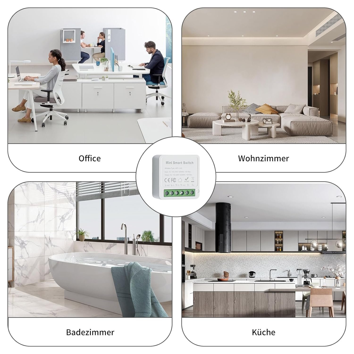 4 Stück Smart Lichtschalter Modul 2 WEGE, Smart Life Schalter Kompatibel Mit Tuya App, Alexa und Google Home, Mini -Diy Wlan Schalter, Neutralleiter Erforderlich, Passt -Hinter -Wandschalter – Bild 7