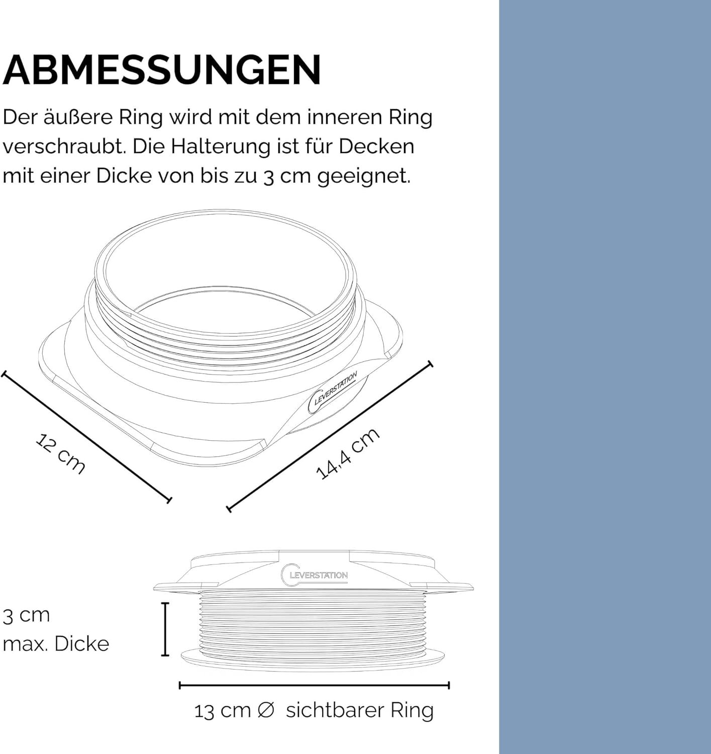 Cleverstation Deckenhalterung - für Mini, Google Assistant Zuubhör, Halterung, Wandhalterung, Einbaulauspecher Deck, Deckenbefestigung, Smart Speaker Montage (Weiß) – Bild 5
