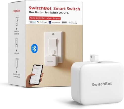 Switchbot Smart Switch Toggle- Machen Sie Schalter intelligent, App- und Timer-STEUERUNG, FÜGEN SIE HUB MINI Hinzu, ähm es mit Alexa, Google Home und IFTTT Kompatibel Zu Machen （Weiß）