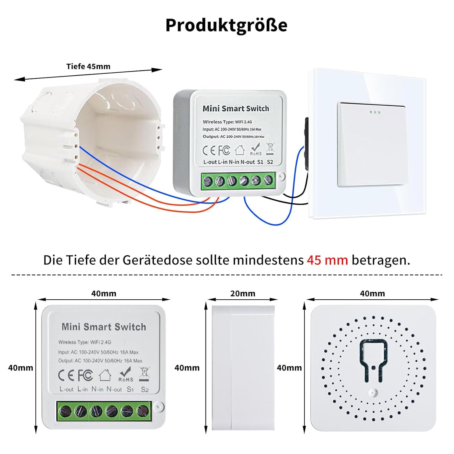 4 Stück Smart Lichtschalter Modul 2 WEGE, Smart Life Schalter Kompatibel Mit Tuya App, Alexa und Google Home, Mini -Diy Wlan Schalter, Neutralleiter Erforderlich, Passt -Hinter -Wandschalter – Bild 2