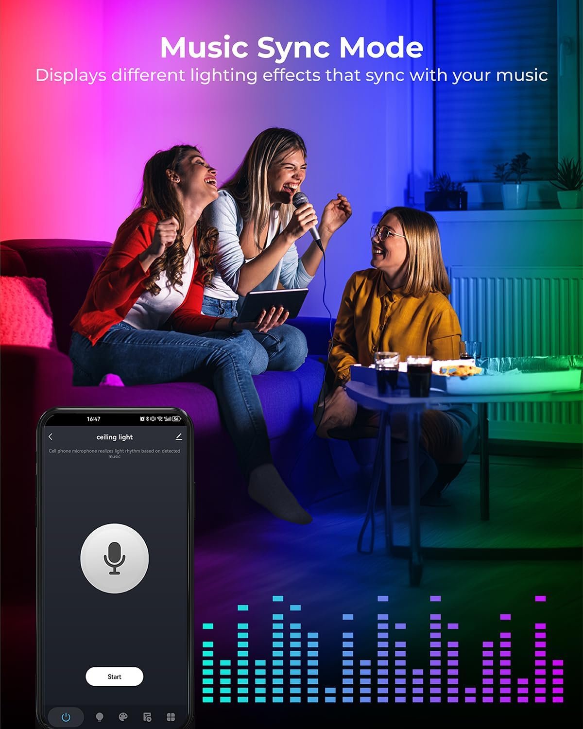 Matane Smart Led Deckenleuchte RGB Farbwechsel Dimmbar, 24W Deckenlampe MIT App Steuerung, 3000K-6500K Lampen Kompatibel Mit Alexa, Für Jugendtzimmer Wohntzimmer Schlaftzimm Kinderzimmer Rund Weiiß 28cm – Bild 4