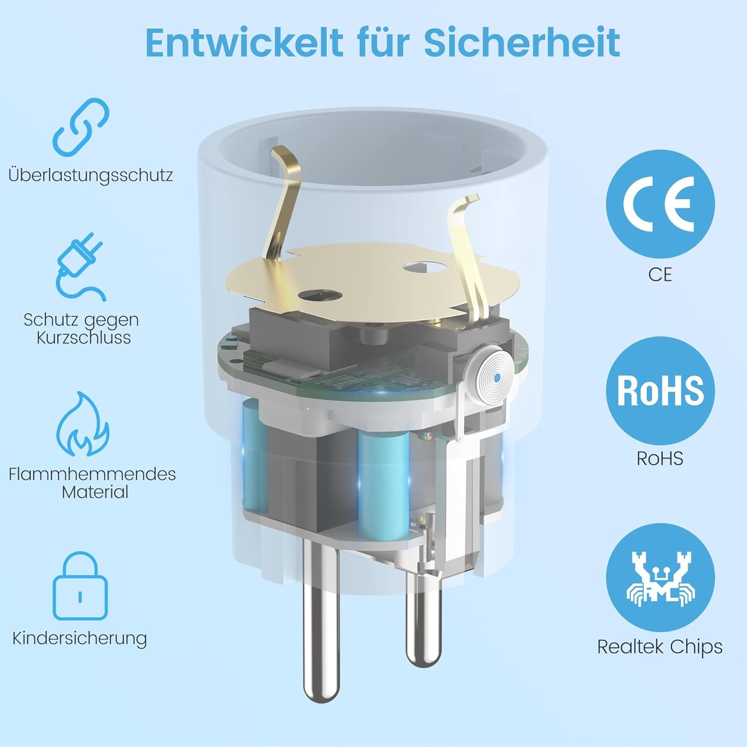 Alexa Steckdose 4er Pack, Eightree Smart Wlan Steckdose Mit Strommessung, Sprachsteuerung & Timer, Smart Home WiFi Steckdose FunktionTerert Mit Alexa, Google Home, Nur 2,4GHz WiFi – Bild 6