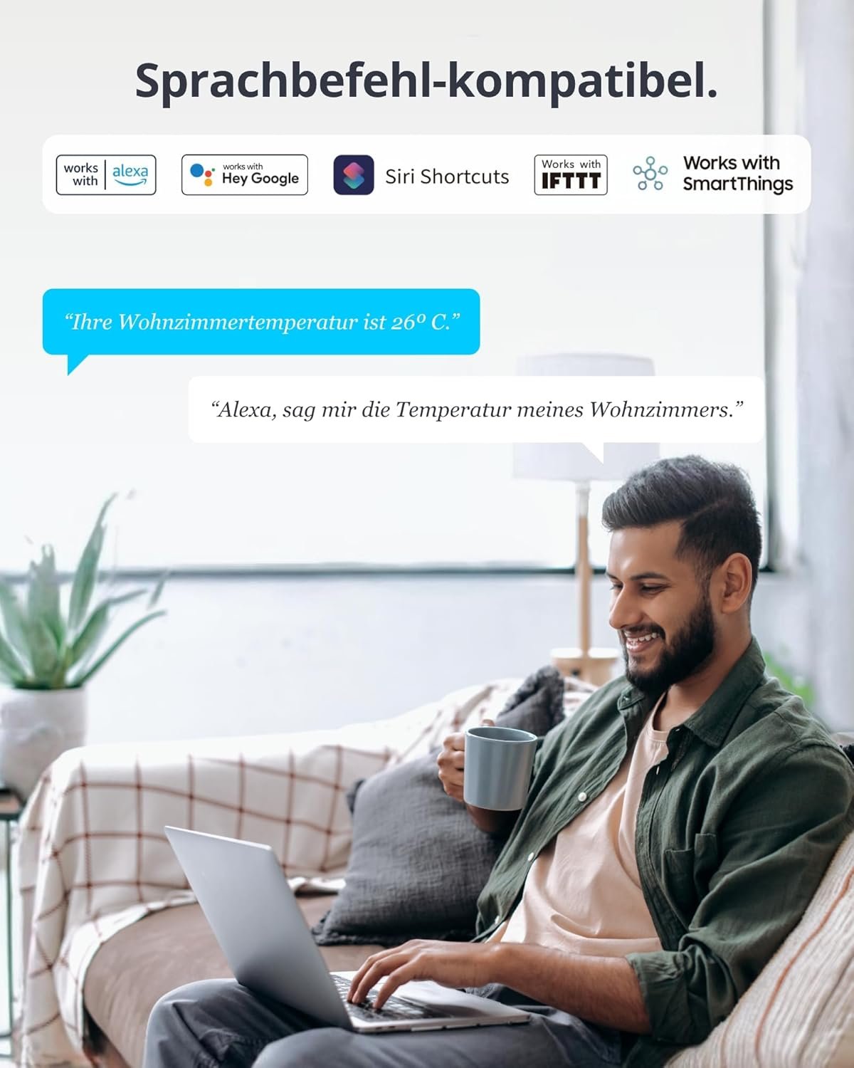 Switchbot Wlan Fästterstation Funk MIT Auzensensor, Materie Hygrometer Thermometer, Temperaturensor MIT IP65 Außenthermometer und Materie Hub, Kompatibel MIT Alexa, Apple Home, Google Home – Bild 7