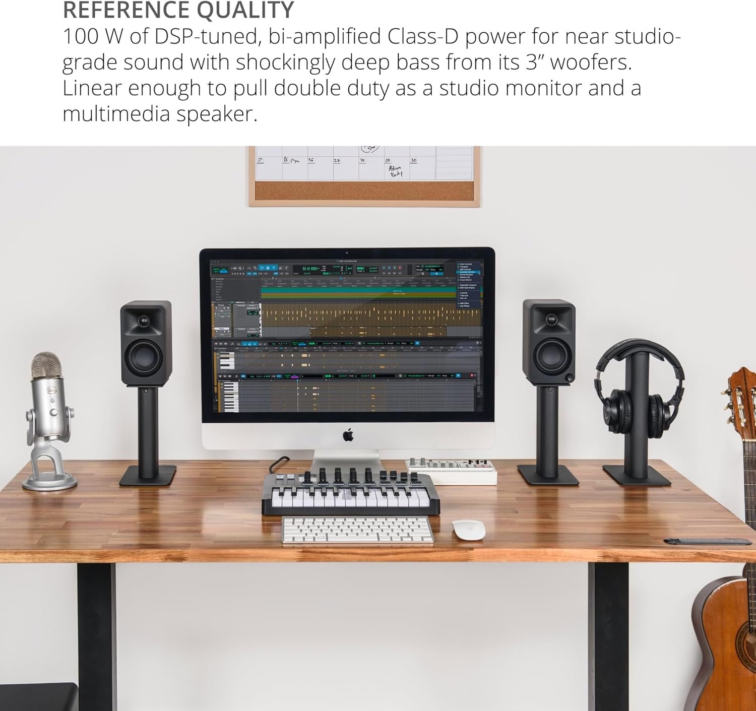 Kanto Oramb 100W Powered BI-Amp Referenz Desktop-Computerlautsprecher mit Bluetooth 5.0 & USB-C | 100 Hz Crossover | Referenzqualitätsklang | Paar | Schwarz – Bild 5