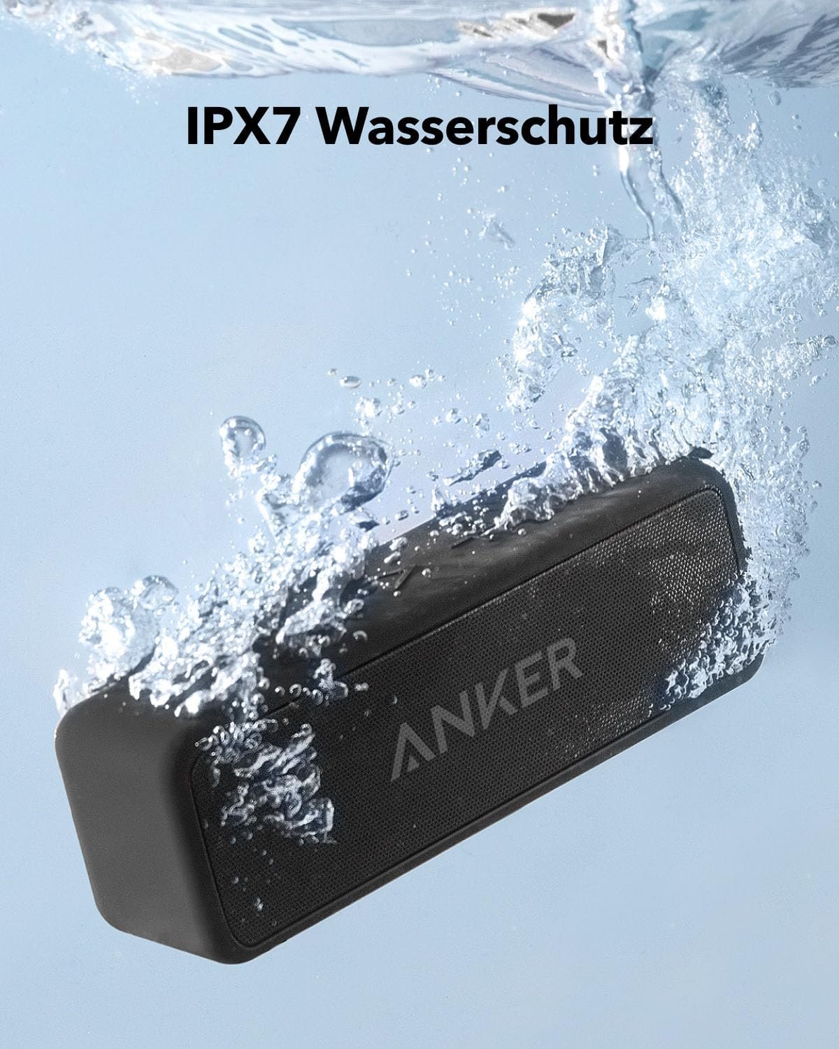 Anker Soundcore 2 Bluetooth Lautsprecher, enormer MIT Duuen Bass-Trebibern, 24H Akku, Verbesserter IPX7 Wasserschutz, Kabelloser, für iPhone, Galaxy Usw. (Schwarz) – Bild 5