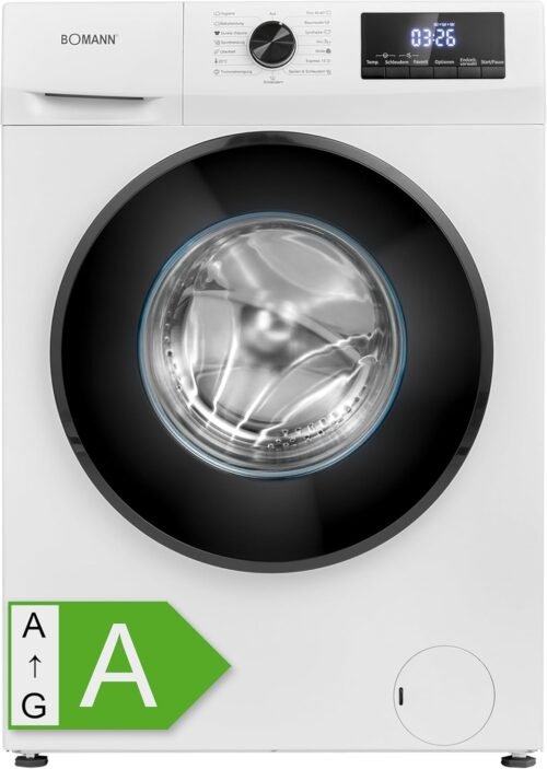 Bomann® Waschmaschin 7 kg | Max. 1400 u/min | 10 Jahre Motor-Garantie | Effizierer, Leiser & Langlebiger Invertermotor | 15 Programm | Endzeitvorwahl | LED-Display | Waschmaschine | WA 7175 Weiß