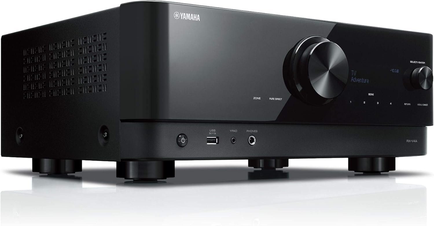 Yamaha-Empfänger RX-V4A-Netzwerk-Receiver MIT Musiccast Surround-Sound, Gaming Spezifischen Funktionen und Sprachkontrollsystem-Allround-Talent MIT 5.2 Kanälen, Schwarz