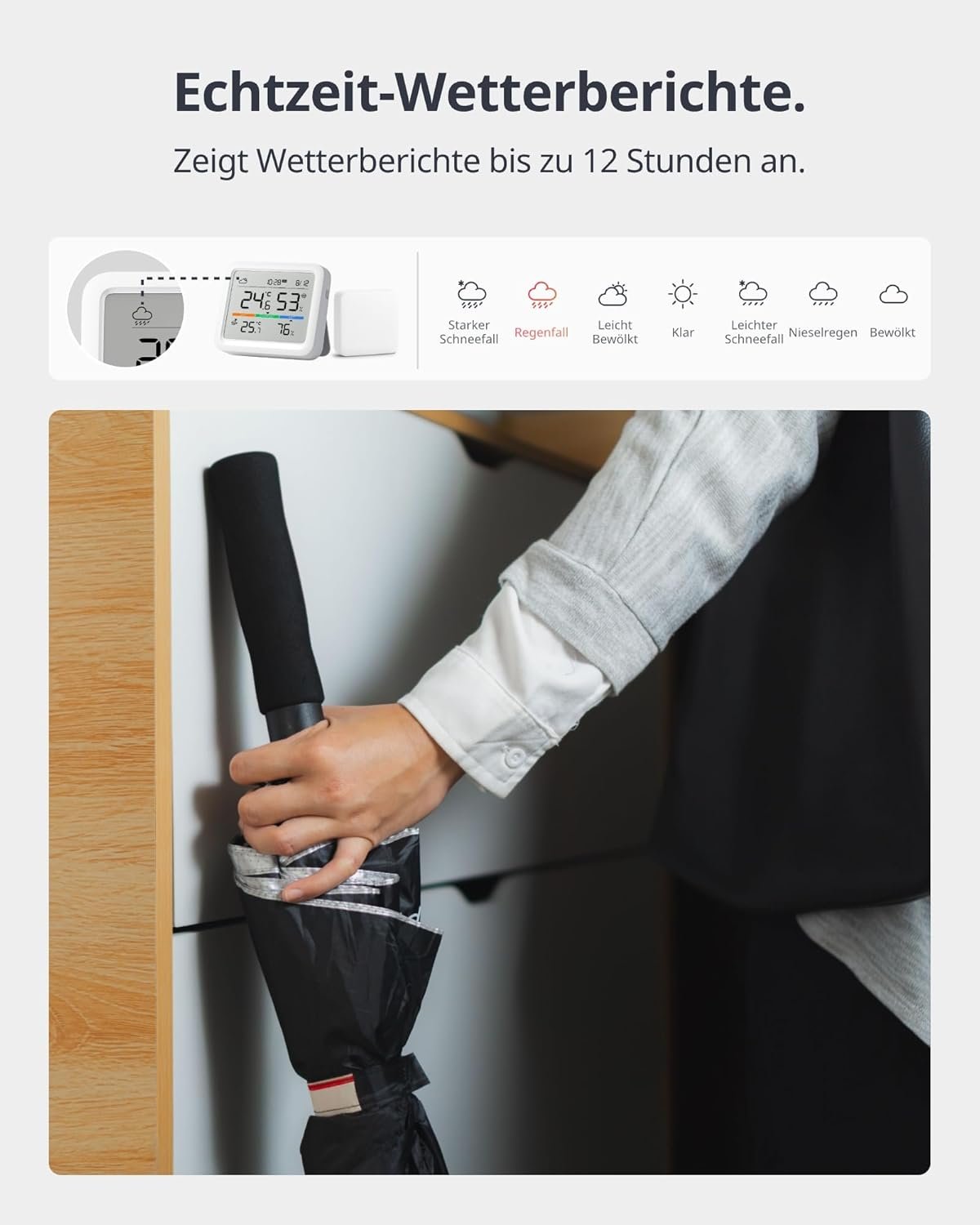 Switchbot Wlan Fästterstation Funk MIT Auzensensor, Materie Hygrometer Thermometer, Temperaturensor MIT IP65 Außenthermometer und Materie Hub, Kompatibel MIT Alexa, Apple Home, Google Home – Bild 4