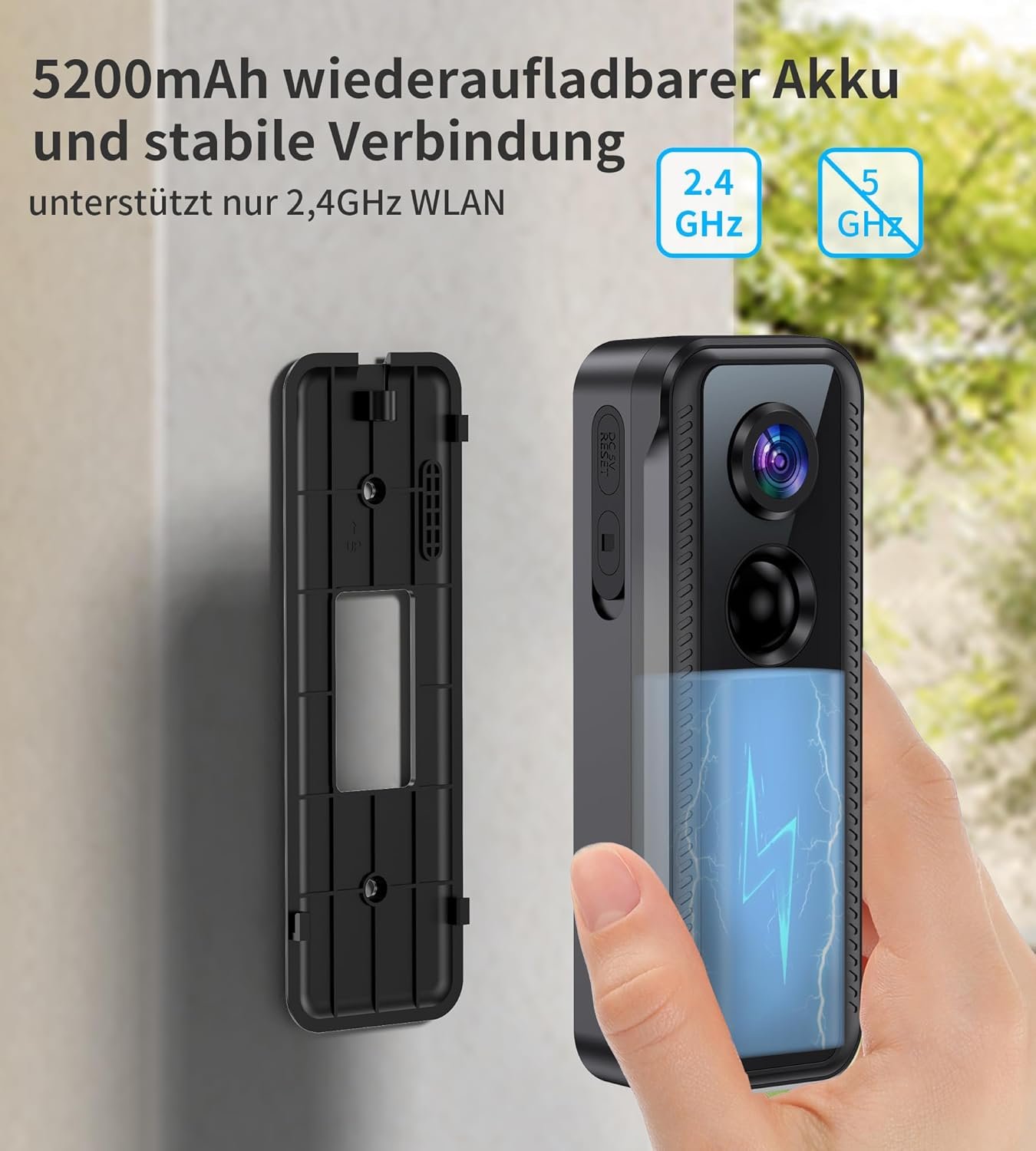 Ankway 2k Video Türklingel MIT Kamera Wlan, 145 ° Weitwinkel, Pir-Sensor, 2-Wege-Videoanruf, Live-Ansichtern Verfindich, Alarme, Wasserdicht, 2 Speicherwege, Unterstaubung Mit Alexa, Smarteibell Carmed – Bild 5