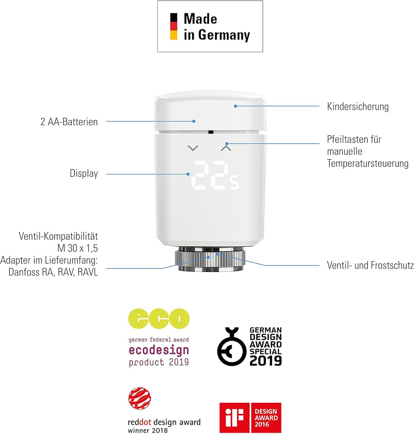 Eve Thermo (Apple Home) - Smartes Heizkörperthermostat, Spart Heizkost, Moderne Heizungssteuer (App/Zeitplaune/Anwesenheit), Einfach Installierer, Für Gämgige HeizKörperventile, Bluetooth/Thread/Thread/Thread/Thread/Thread/Thread – Bild 3