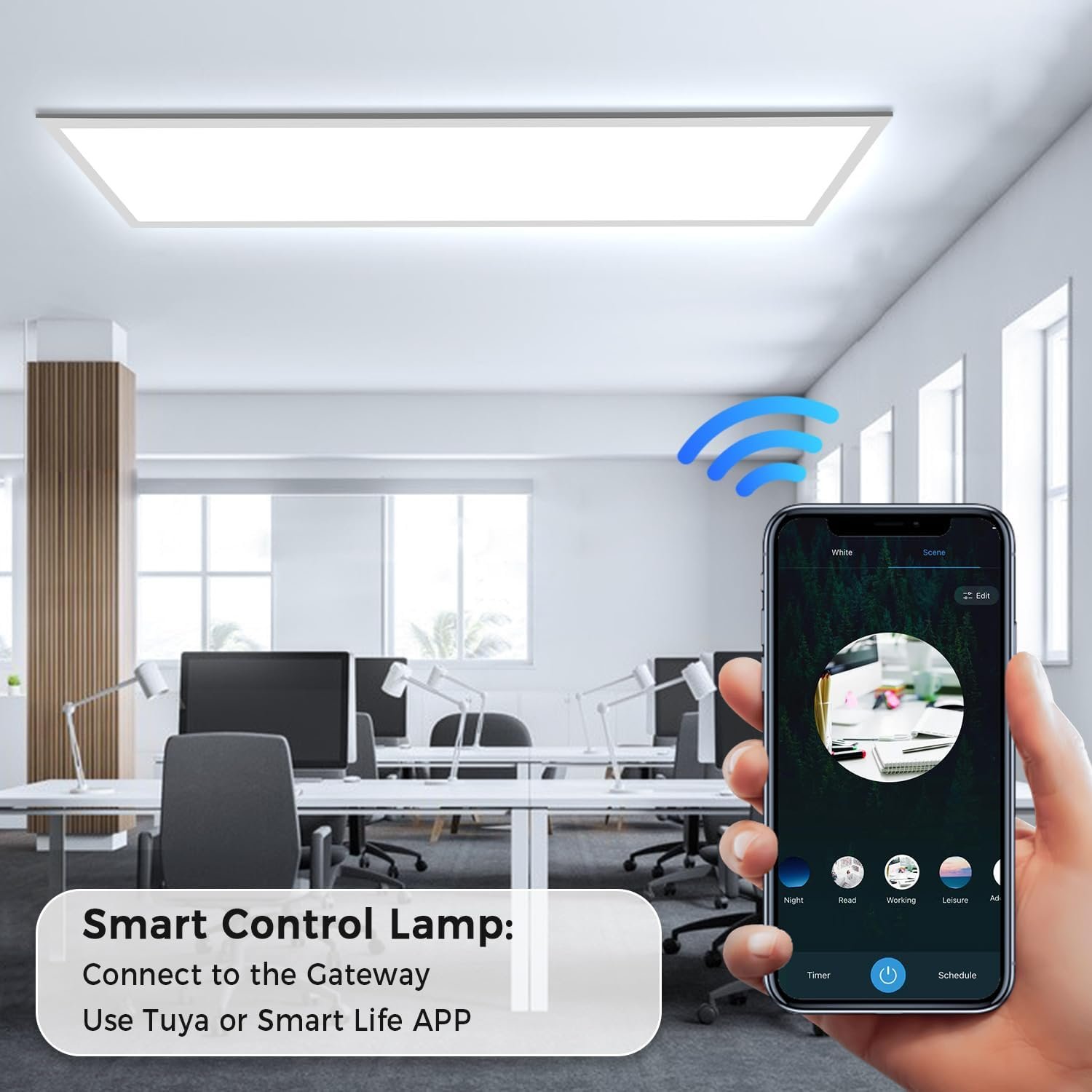 Deckenleuchte LED Dimmbar 100x25cm, 28W Smart LED Wifi Tuya Deckenlampe mit Fernbedienung, App-STEUERUNG 2700K-6500K Aufladen – Bild 6