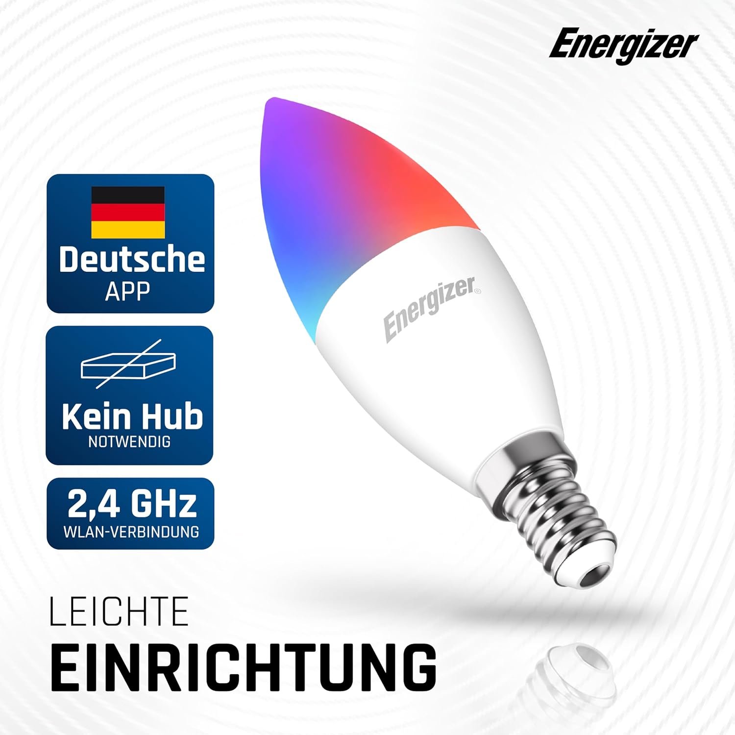 Energizer Smart LED, Mehrfarbige Dimmbare Wlan Birne, 5, 5W, pro App Steeuerbar, Home Leuchtmittel, Mit Alexa, Google und Siri, Kein Hub Benögt, Lampenfassung E14, 2 Stück, S18688 – Bild 2