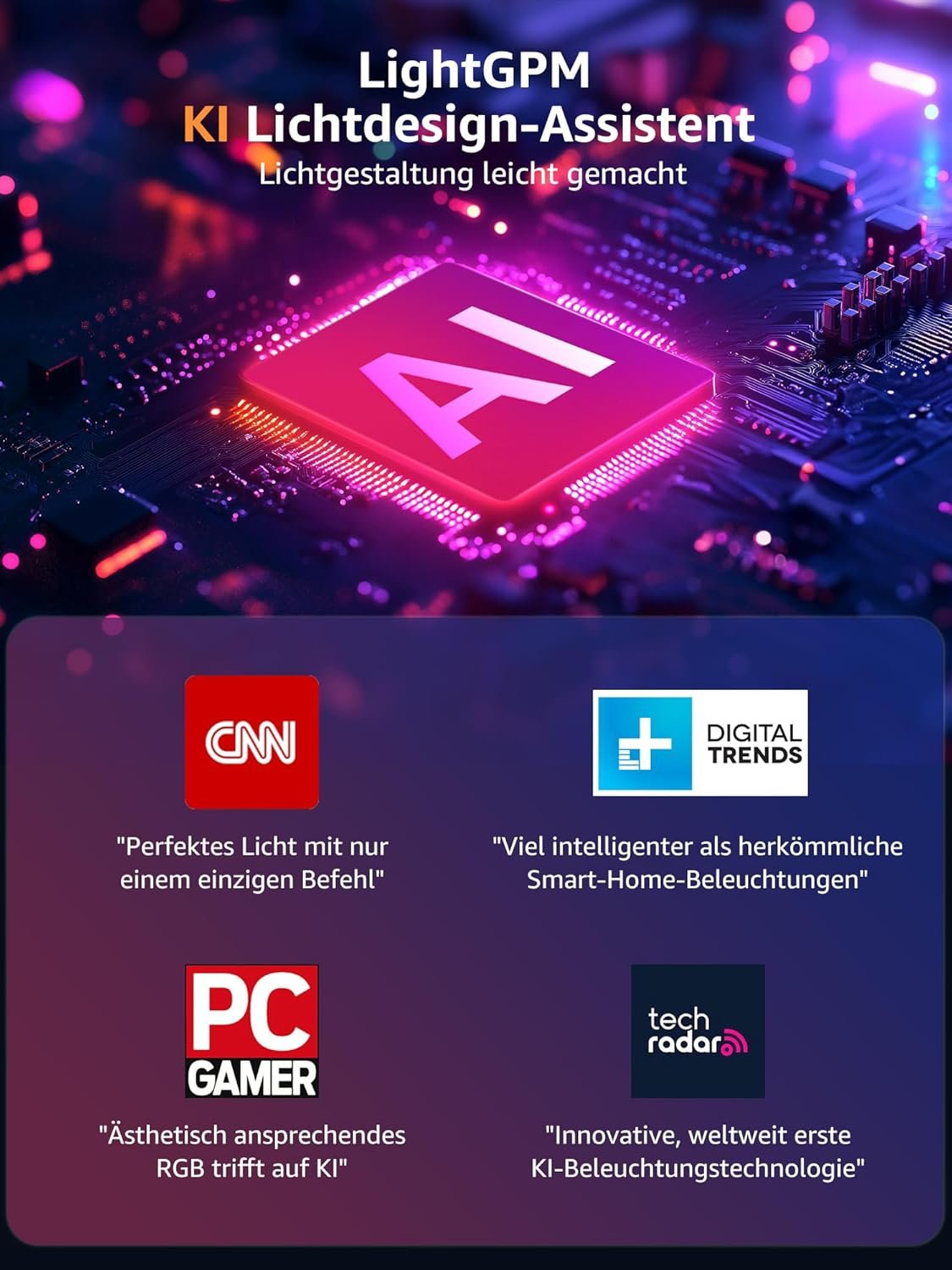 Lepro AI Smart Glühbirne B1, E27 Glühbirne 8.5W 806LM Dimmbar, Ki-lichtdesign-assistent, Sprachsteuerung/Musik-Synchronisation, Wifi & Bluetooth Smart Bulb, Kompatibel MIT Alexa/Google Assistant, 4 Stückk, 4 Stückk – Bild 2