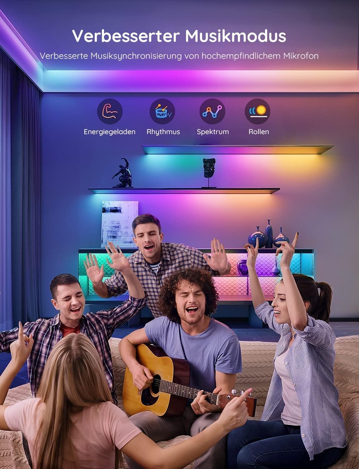 Govee Rgbic Pro 5m, Smart LED-Streifen-FunktionTerert MIT Alexa und Google Assistent, Beschichtband Lichterkette LED Liste Sync MIT Musik, App-Steuerung, Farbwechsel, Geeignet für Zuhause – Bild 7