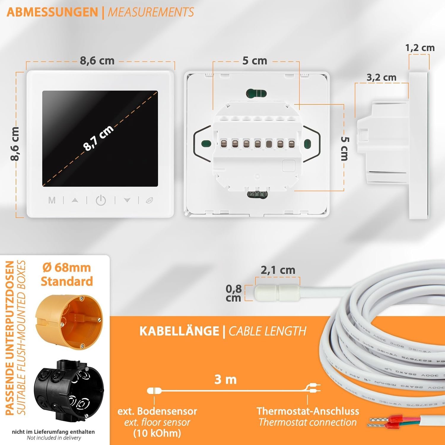 Mi-Heat M2 Raumthermostat Wlan Weiß-Alexa Tuya Smart Life Google Home Elektrischen Fußbodenheizung Thermostat Smart Raumthermostat Fußbodenheizung Zeitlich-Display-Abschaltung – Bild 4