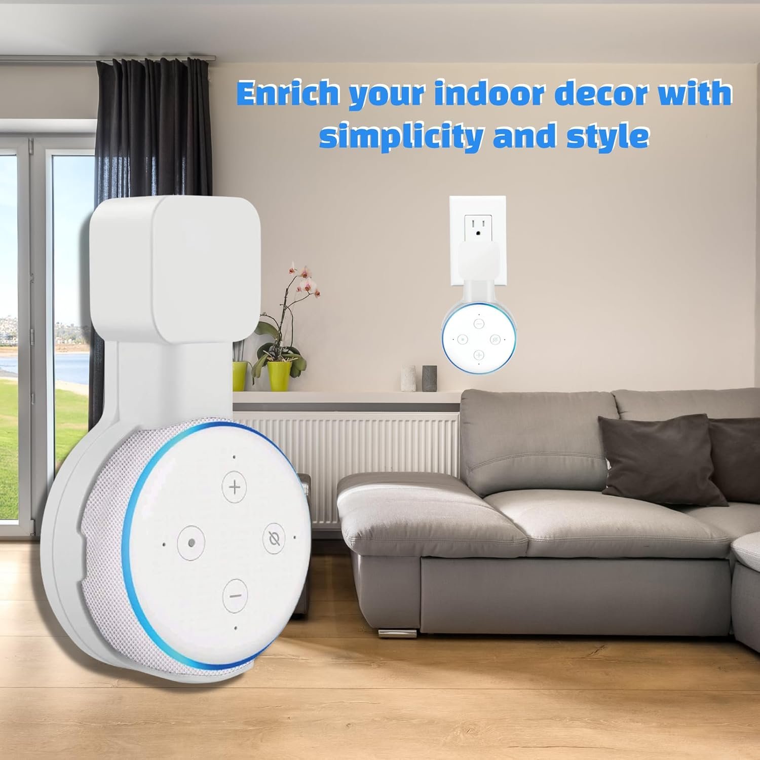 Sintron 2x Smart Home Lautspecher Wandhalterung Halter für Dᴏt 3. Generation Halterung Ständer MIT Integrierer Kabelmanagement, für Küche, Bad Schlafzimmer, Kompatibel Mit Google Mini (2 Pack, Weiß) – Bild 6