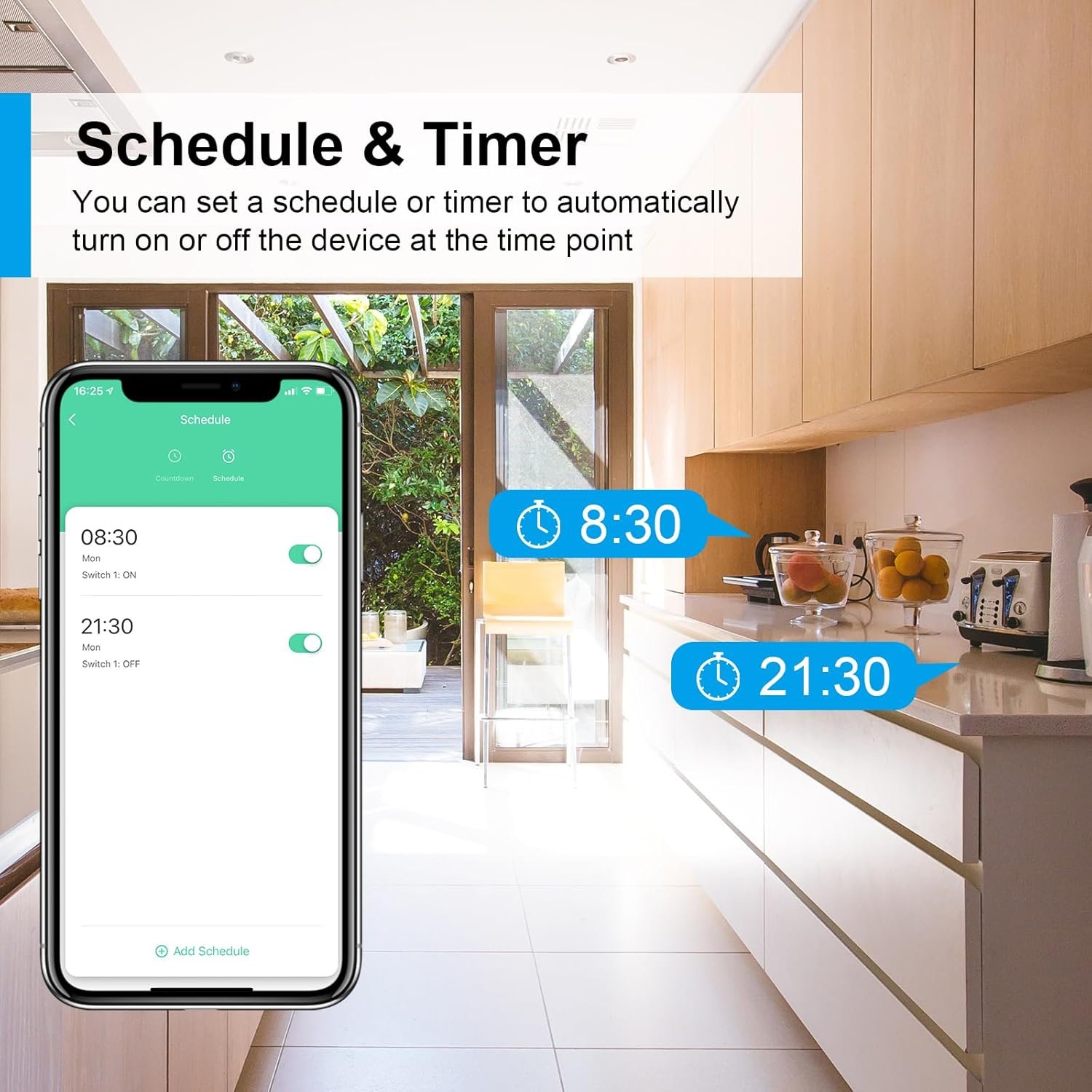 Alexa Steckdose Wlan MIT Strommessung 16A Antela Smart Steckdose Kompatibel Mit Google Home, Stromverbrauch Mioden, Smart Life App, 2,4GHz, 4 PCs – Bild 5