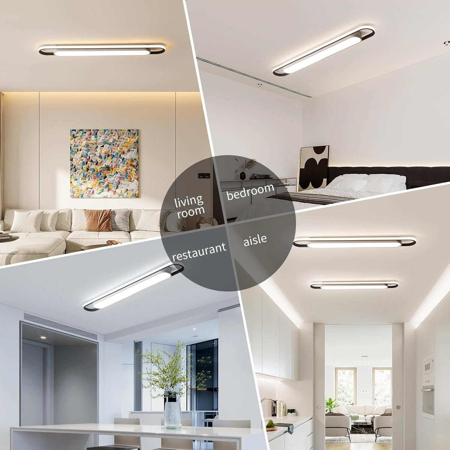 Moderne Smart-LED-LED-Deckenleuchten dimmbare LED-Deckenlampe mit Fernbedienung 4-Fuß-Acryl-Flush-Deckenleuchten für Wohnzimmer Küche Esszimmer (6-58) x2W (122 cm) – Bild 2