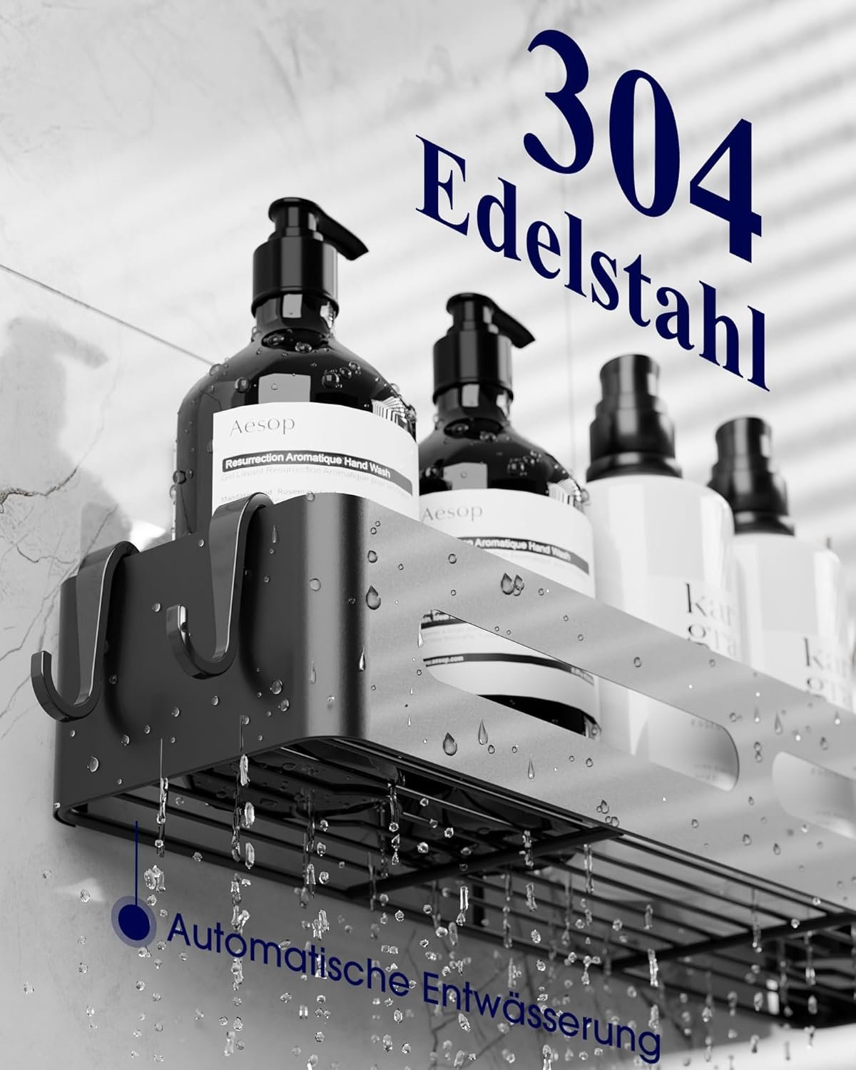 Kitsure Duschablage Ohn Bohren - 2er -Pack, Duschregal Ohn Bohren MIT Maßer Kapazität, Rostf. – Bild 4