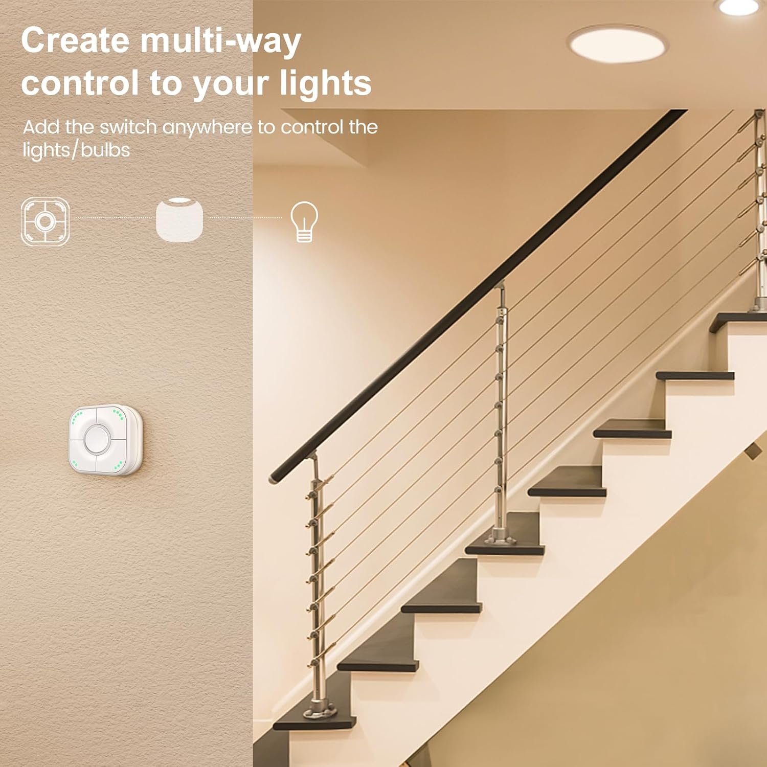Onvis Thread Smart Button für Apple Homekit, Mini Lichtschalter, 5-Tasten Funkschalter für Smart Home-Anwendungen, Dimmer und Fernbedienung, individuelle Einstellbare Szenen, Wiederholungsblitzschnell – Bild 6