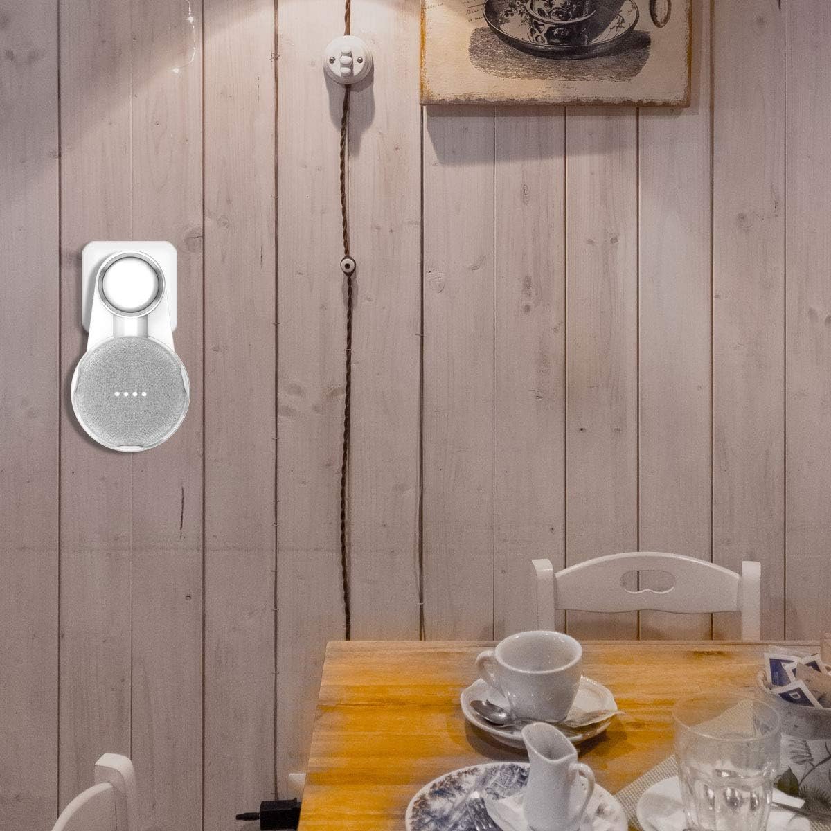 Cosycase Wandhalterung für Google Nest Mini, Google Home Mini, Halterung Ständer MIT Integrierer Kabelmanagement (Weiß+Grau) – Bild 6