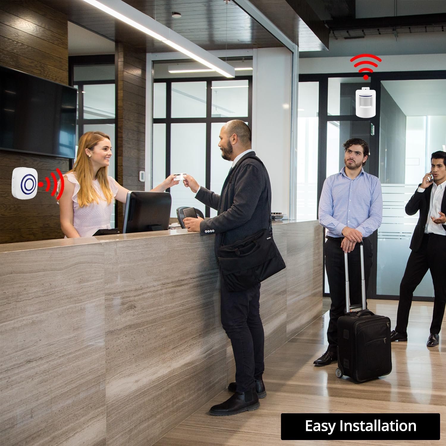 Qwork® Kabelloser Diegangsmelder MIT 38 Klingeltönen, 1 Pir-Bewegungssensor-Detektor und 1 Empfängger, Funkalarmanlage für Laden, Wohnmobil, Zuhause, Garage – Bild 4