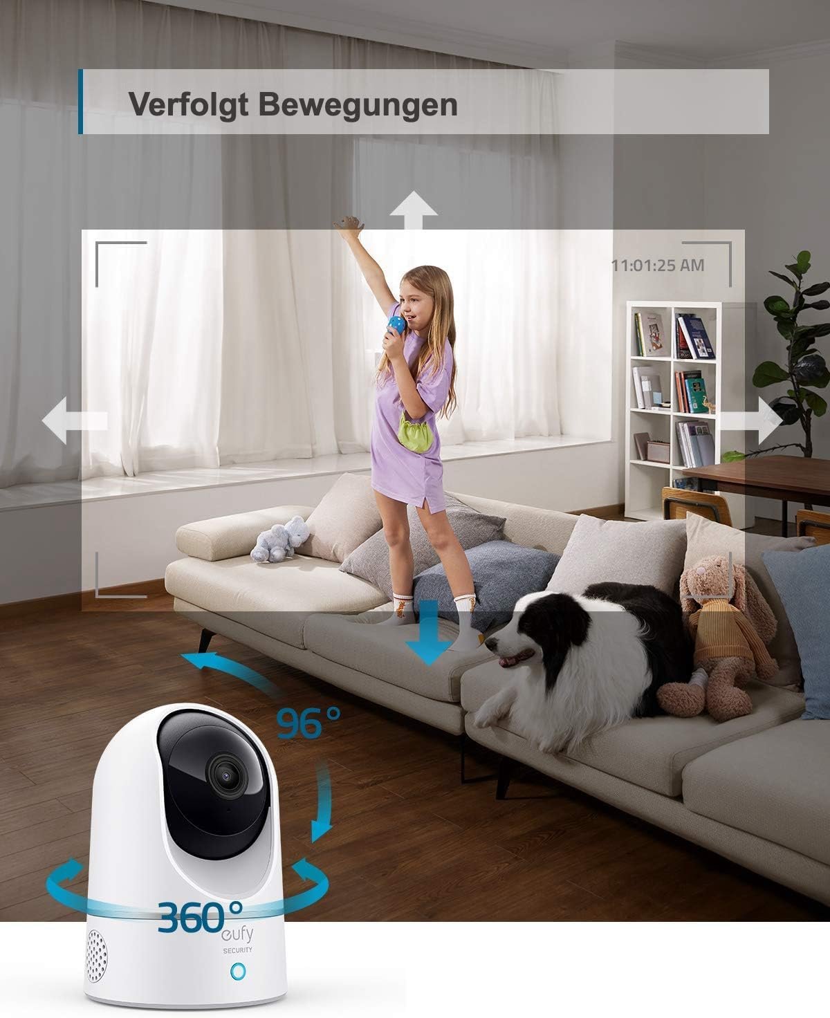 Eufy Security Indoor Cam E220, 2k überwachungskamera innen, Wlan, Schwenkbar, KameraÜberwachung Innen, MIT nachicht, Personen- & HauustiererKennung, Bewegungsverfolgung, Homebase 3 Kompatibel – Bild 6
