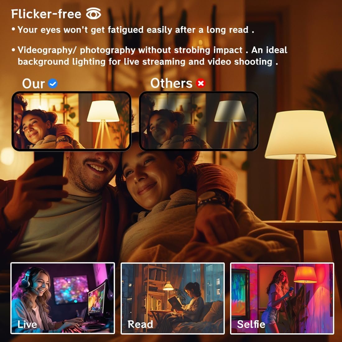 Feigorbib Alexa Smart Glühbirne E27, LED Lampe ersetzt 120W 1280 Lumen, kompatibel mit Alexa, Bluetooth -dimmbarem, warmem weißem, kühlem Weiß und mehrfarbig, kein Hub erforderlich, Pack von 4 – Bild 6