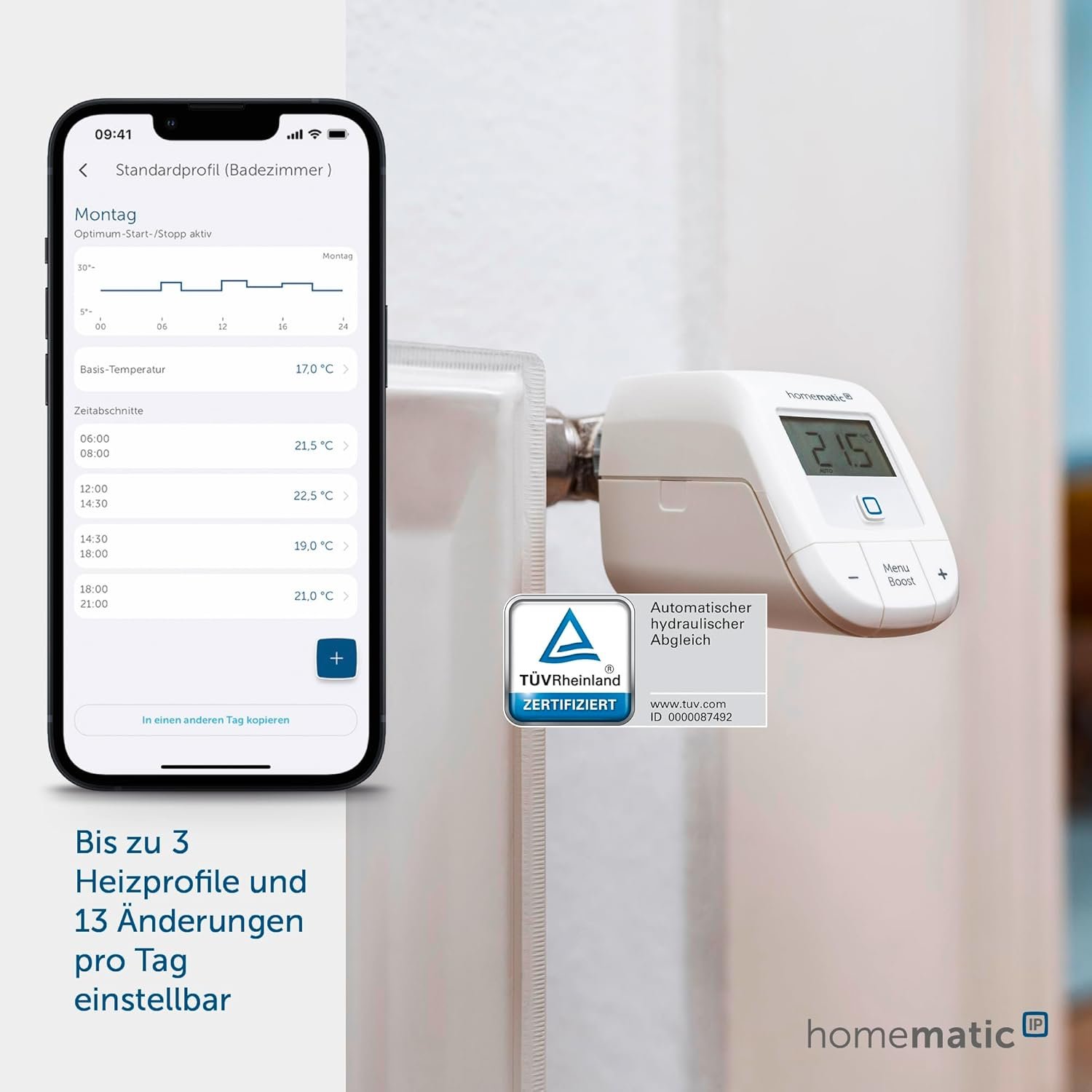 Homematic IP Smart Home Heizkörperthermostat - Basic, Digitaler Thermostat Heizung, Steeuerung per App, Alexa, Google Assistant, Einfache -Installation, Energie Sparen, 153412a3 – Bild 2
