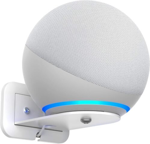 Plusaccwandhalterung für ech0 4.Gen – Halterung ohner Geräuschverlust, Integrierungen Kabelmanagement, Zubehör für Google Nest Mini, Schlafzimmer, Wohnzimmer und Küche Weiß