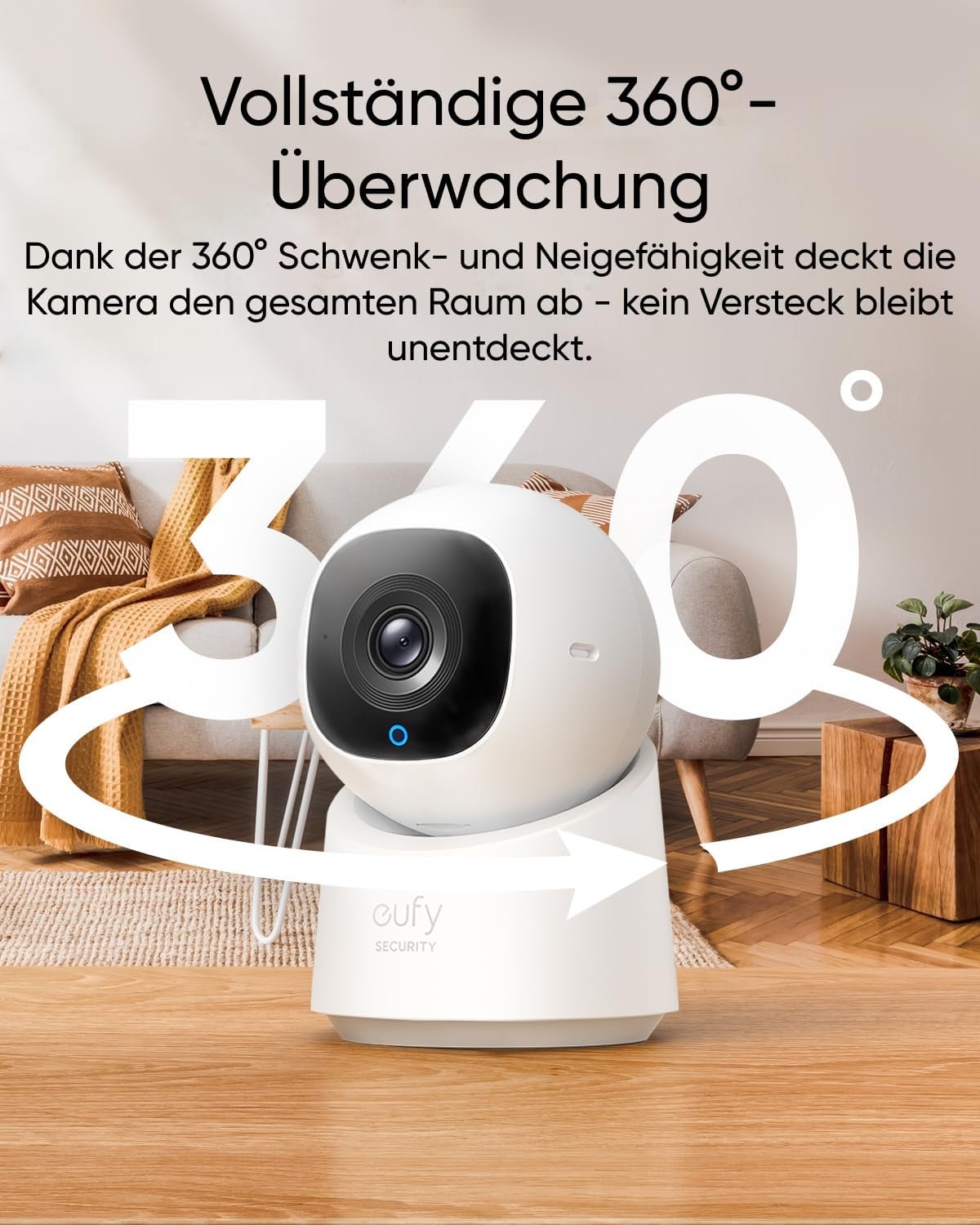 Eufy Security Indoor Cam C210, 1080p überwachungskamera innen, Wlan, Schwenkbar, 360-Grad-KameraÜberwachung innen, Mit-Nachten – Bild 2
