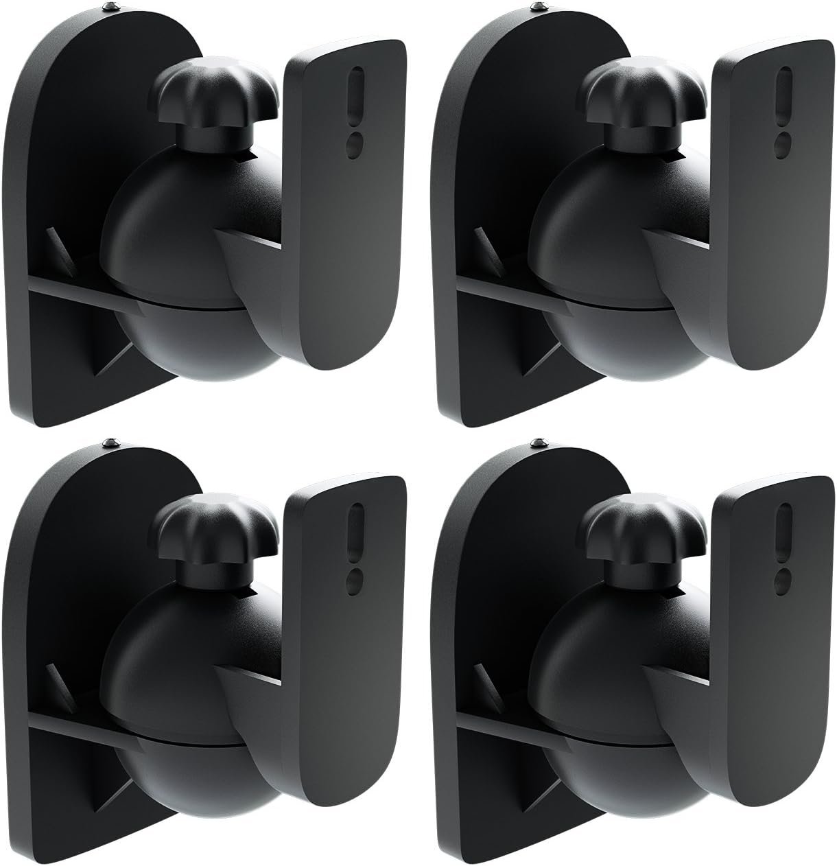 DEPEYCON 4x Universal Lautspecher Wandhalterung Halterung Köpfen Halter Schwenkbar + Neigbar bis 3,5 kg Decknetz + Wandmontage - Schwarz