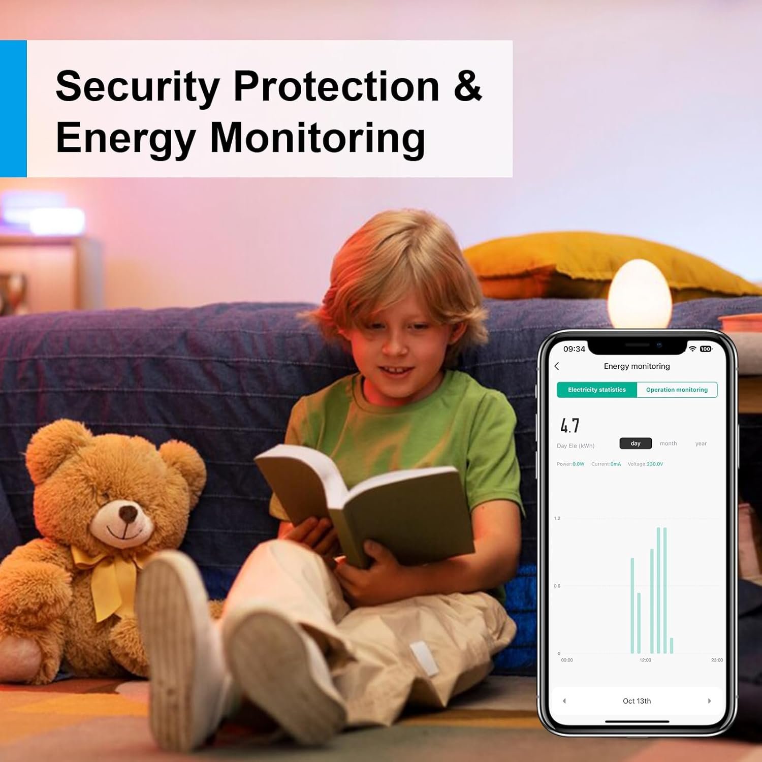 Alexa Steckdose Wlan MIT Strommessung 16A Antela Smart Steckdose Kompatibel Mit Google Home, Stromverbrauch Mioden, Smart Life App, 2,4GHz, 4 PCs – Bild 2