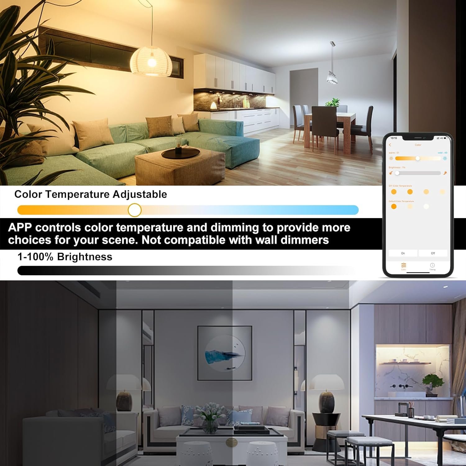 LED SMART Guhbirne Kompatibel MIT Alexa, 13W 1200LM E27 Bluetooth Lampe, 2700K-6500K Dimmbar Warmweiß Kaltweiß, App Steuern, SprachSteuerung, Energiesparend, Smarte LED Glühbirnen (1 Stutck) – Bild 4