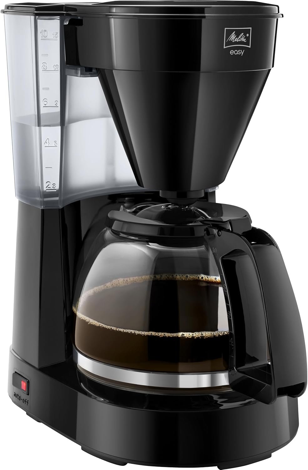 Melitta Easy - Kaffeemaschine mit Abnehmbarem Schwenkfilter, Filterkaffeeemaschine MIT Glaskanne und Tropfstopp, Fürr bis Zu 10 Tassen Kaffee, Schwarz