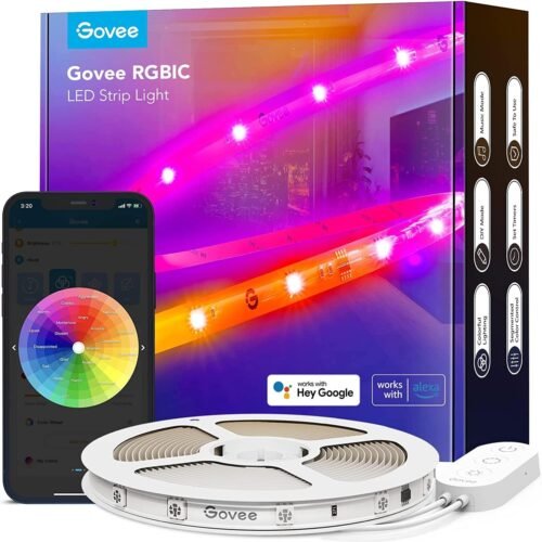 Govee Rgbic Pro 5m, Smart LED-Streifen-FunktionTerert MIT Alexa und Google Assistent, Beschichtband Lichterkette LED Liste Sync MIT Musik, App-Steuerung, Farbwechsel, Geeignet für Zuhause
