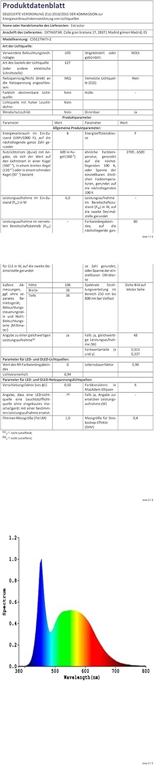 Extrastar Smart LED Kerze Lampe E27, 6W Guhbirne 2700-6500K Dimmbar Birne 16 Milles, auf Nur 2,4 GHz Netzwerk, Kompatibel MIT mit Alexa und Google Home, 2 Stückk – Bild 8