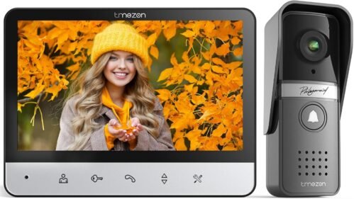 Tmezon Video türspechanlage 4-draht, türspechanlage MIT Kamera, 7 „Monitor MIT KabelgeBundener Türklingel, Nachversion, Live-Ansischen und Konveration, Lentsperren Durch Monitor, 16 Klingeltönee