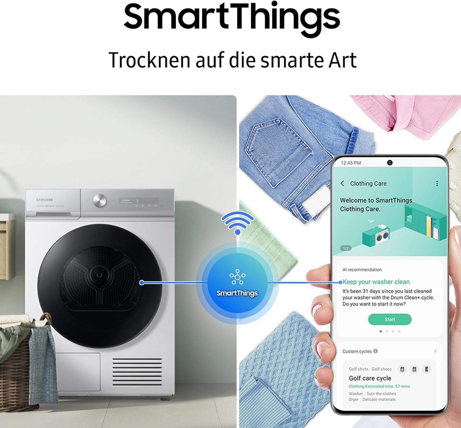 Samsung Waschmaschine, 9 kg, 1,400 U/min, EEK: A, Mikroplastik-Programm, Ecobubble, 14 Programm, WiFi SmartControl, Schwarz, WW90CGC04Aabeg – Bild 5