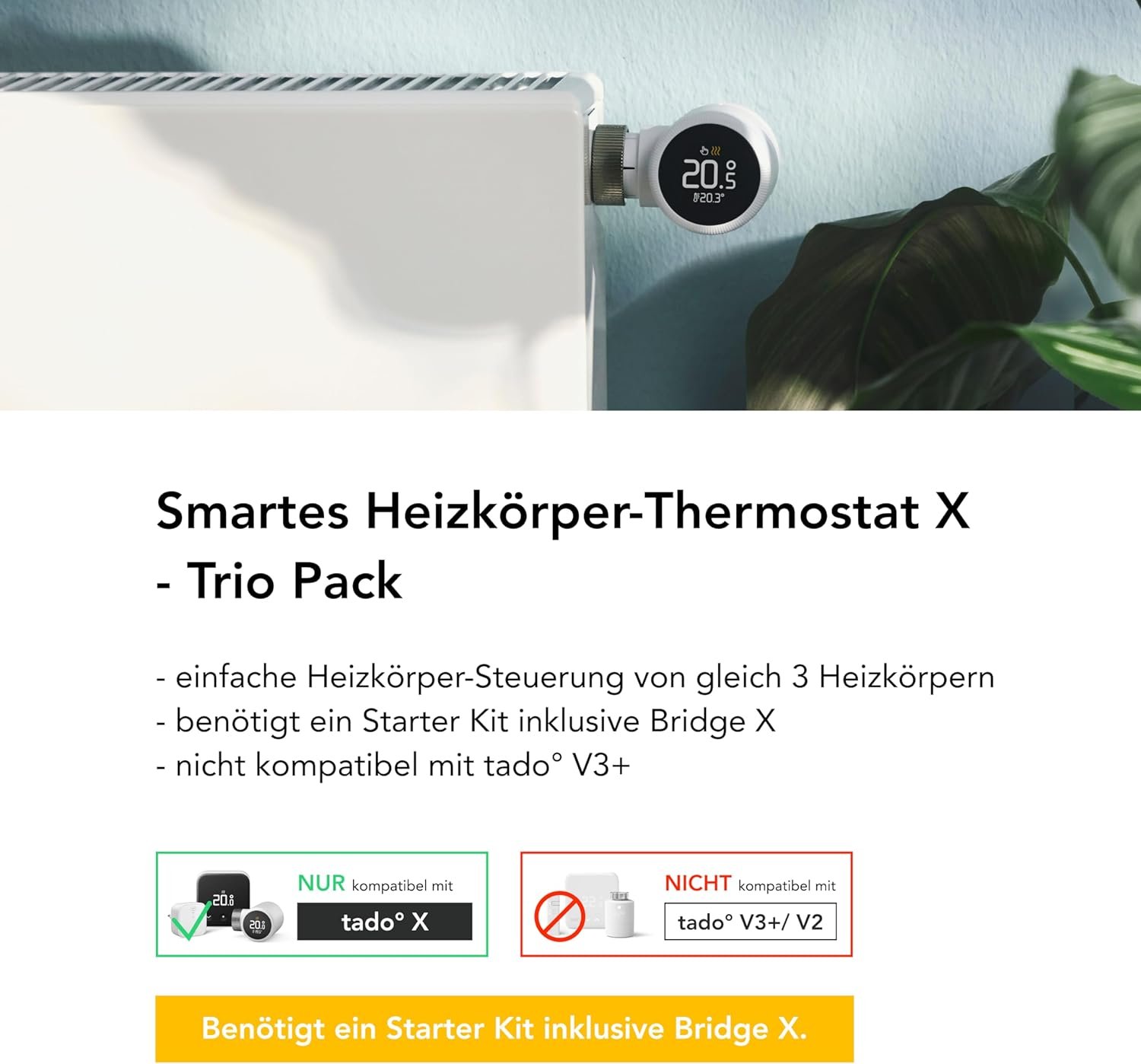 Tado ° Smartes Heizkörperthermostat X - Trio Pack, Heizungssteuerung pro App und Smart Speaker (Alexa, Siri, Google Assistant), Energie Sparen, DIY -Installation, Nicht Kompatibel Mit Tado ° V3+ – Bild 4